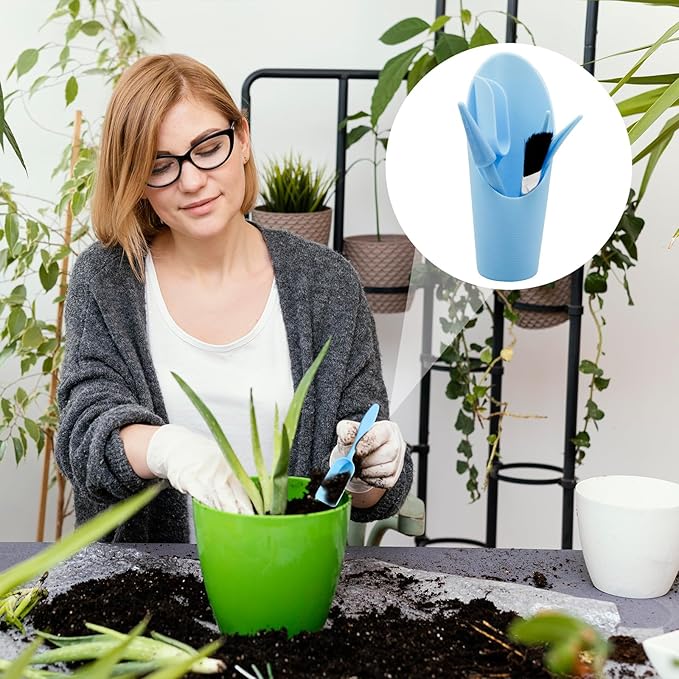 Mini Succulent Tools, 5Pc Succulent Planting Tools Kit for Indoor Planting, Succulent Gardening Tools for Digging, 2 Colors Shovel Scoop Bucket Spoon Brush Outdoor Plant Care (Blue)