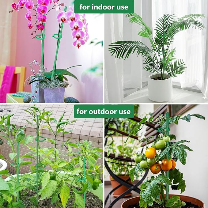 Belit 8 Pack Small Plant Support Plant Stakes, Adjustable Garden Single Stem Support Stake, Planter Support Ring for Orchid, Rose, Peony, Peppers and More, DIY 31.5 inch