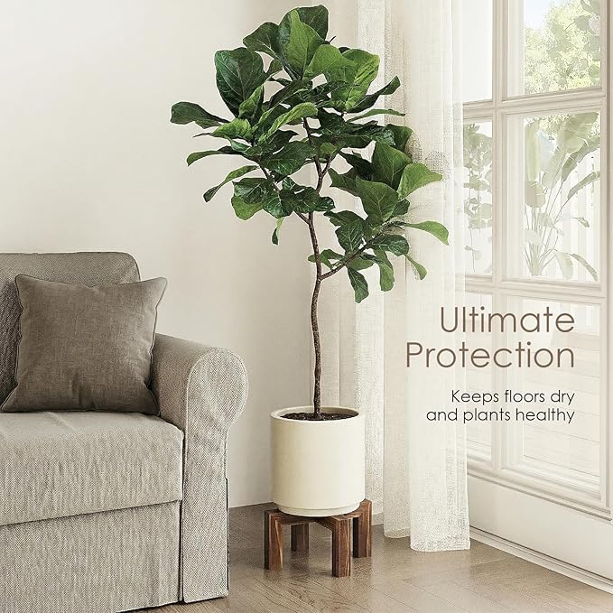 Leaf&lull Wood Plant Stand Indoor Outdoor Wooden Flower Pot Plant Holder Heavy Duty Low Plant Riser Plant Stool for Corner Living Room Fits 8 to 12 Inch Pots 1 Pack