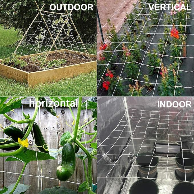 BaseGoal All-Weather Trellis Netting Mesh Plant Garden Vine Growing Flexible String Net (6" Mesh ployester, 5' Wx 15'L)
