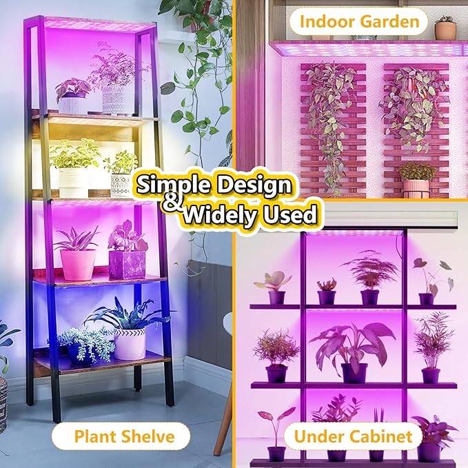 Grow Light, 40W Ultra-Thin LED Grow Lights for Indoor Plants Full Spectrum, 4/8/12H Timer Plant Light Panel, 304 LEDs Under Cabinet Plant Growing Lamp Strip Panel for Seedlings, Veg, Flowers (4pcs)