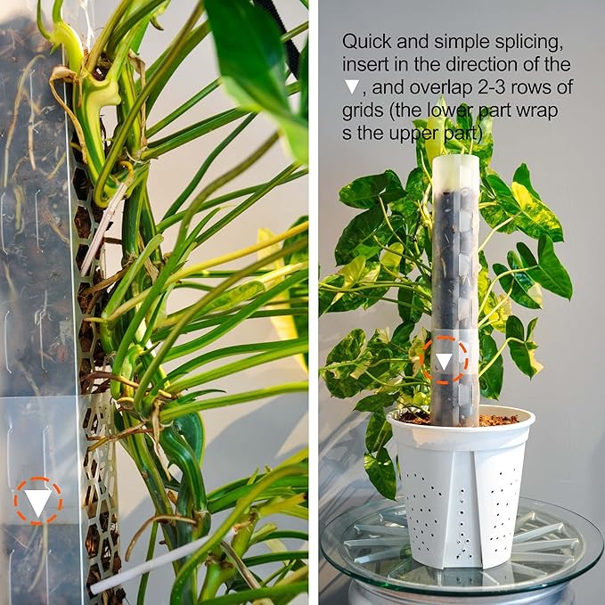 Plastic Moss Pole 4 Pack 17 Inch for Climbing Plants Monstera, Moss Pole Support for Indoor Plants, Plant Support for Monstera Work with Sphagnum Moss, Plant Lover Gifts（White）