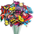 Augshy Butterfly Decorations, 75 Pcs Butterfly Stakes PVC Waterproof Decorative Colorfuli Garden Stakes for Indoor/Outdoor Christmas Yard Decor
