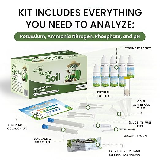 Super Soil Complete Garden Soil Test Kit – Easy to Use for Garden Nutrients, pH, Nitrogen, Phosphorous, & Potassium – Soil Testing Kit for Gardening – Lab at Your Fingertips