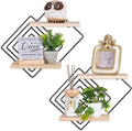 Bedroom Shelves for Wall Decor - Set of 2 Small Floating Shelf 2 Tier Modern Shelves Wall Mount Wood Geometric Hanging Plant Shelf Organizer for Bathroom