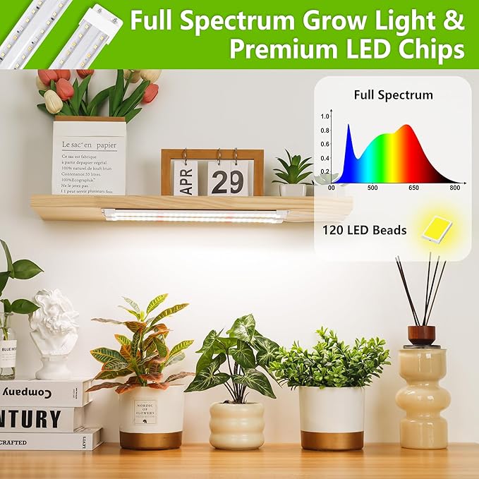 FOXGARDEN Dual-Row Grow Light Strip Full Spectrum, 480 LEDs Plant Lights for Indoor Growing with 4/8/12H Timer, Strip Grow Light for Indoor Plants, 10 Dimmable Levels, 2 Pack