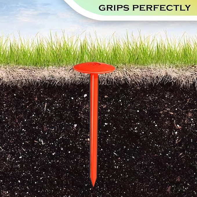 FEBTECH - Septic Tank Marker - 2.7" x 10" - Suitable Property line Markers for Protecting Your Septic Tank and Property Boundary with Solid and Sturdy Survey Stakes - Pack of 10 Pcs + 1 Hammer