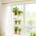 3 Tier Window Plant Shelves, Hanging Wood Floating Shelves for Living Room Bedroom Small Windows, Space-Saving Window Sill Shelf Indoor for Succulents, Herbs