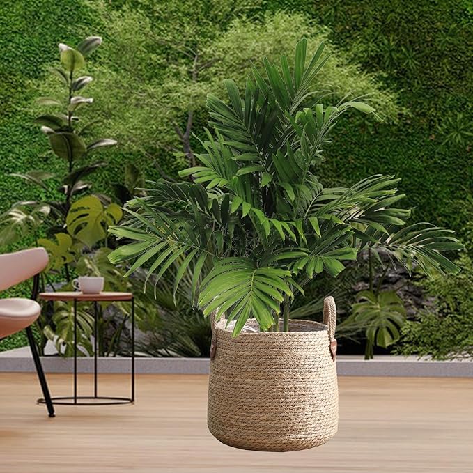 Woven Plant Basket Decorative Storage Basket Large Capacity Flower Pots Plant Container for Lawn Yard Balcony Home Windowsill, S