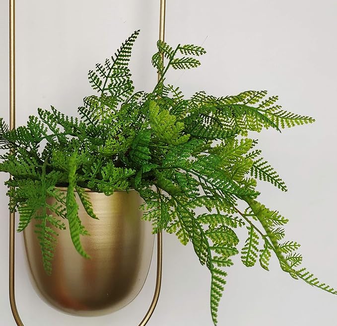 RISEON Boho gold Metal Plant Hanger,Metal Wall and Ceiling Hanging Planter, Modern Planter, Mid Century Flower Pot Plant Holder, Minimalist Planter for Indoor Outdoor Home Decor