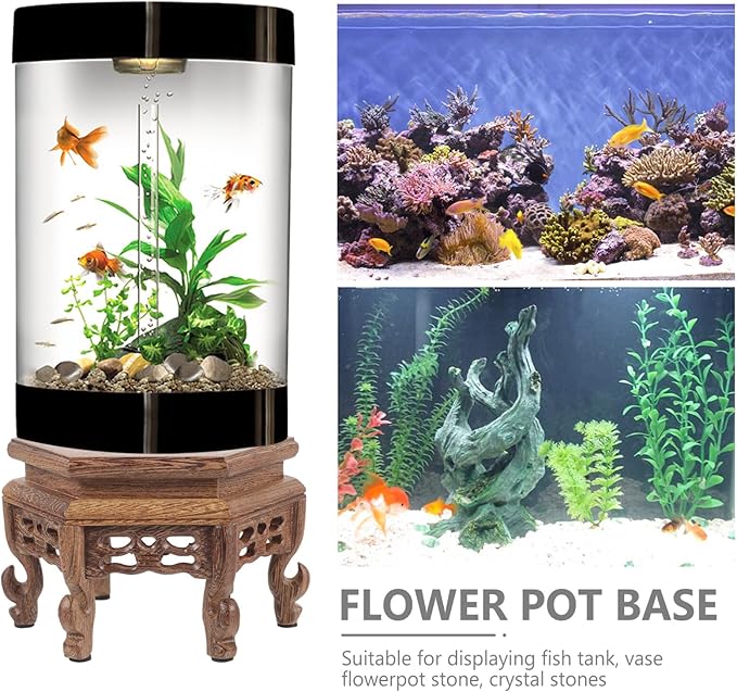 Didiseaon Wooden Stool Plant Stand Chinese Display Stand Retro Flower Pot Holder Decorative Planter Shelf Fishbowl Rack for Indoor Outdoor Garden Decor