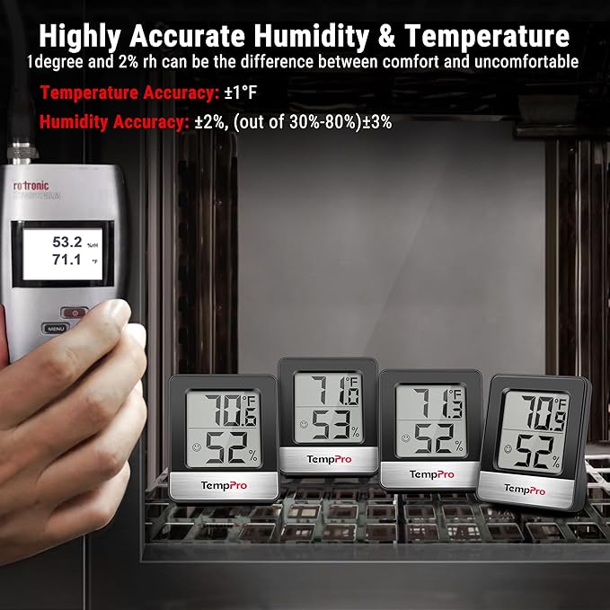 TempPro TP49 Digital Hygrometer Indoor Thermometer Humidity Meter Room Thermometer with Temperature and Humidity Monitor Mini Hygrometer Humidity Meter (Previously ThermoPro)