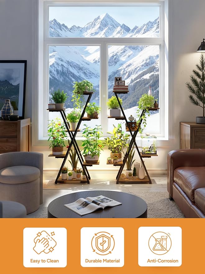Plant Stand Indoor with Grow Lights: Large Multi-Tiered Metal Rack - Lighted Vertical Shelf with Timer for Flowers and Succulents