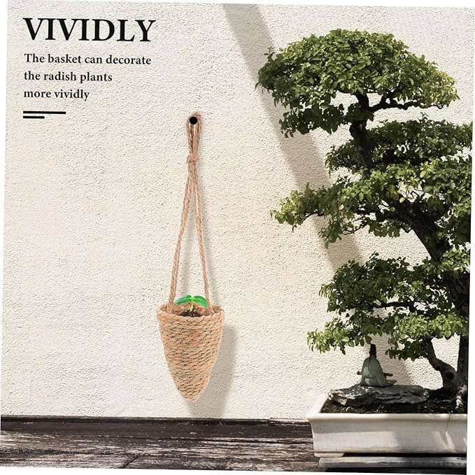 Rattan Hanging Plant Basket Wicker Planter Seagrass Flower Pot Woven Hanging Basket Balcony Plant Pot Outdoor Dec
