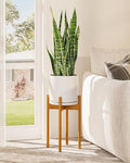 GENTINGBRO Adjustable Plant Stand Indoor, Bamboo Plant Stand Fits 8 9 10 11 12 Inches, Small Corner Planter Holder for Indoor Plants, Single Floor Plant Stands for Living Room Balcony, Light Brown Tall