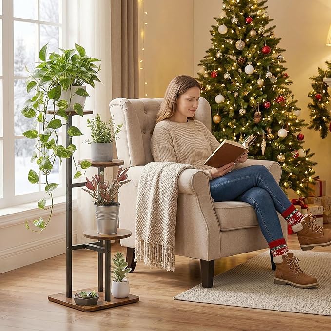 3 Tier Plant Stand Indoor, Tiered Plant Stands for Indoor Plants Multiple, Corner Flower Stand for Living Room, Multi-Layer Vintage Design Plant Shelf