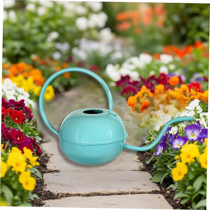 Down to Earth Basics 1.5 Liter Metal Watering Can – Teal Painted Finish, Durable Metal with Long Spout for Indoor & Outdoor Plant Watering
