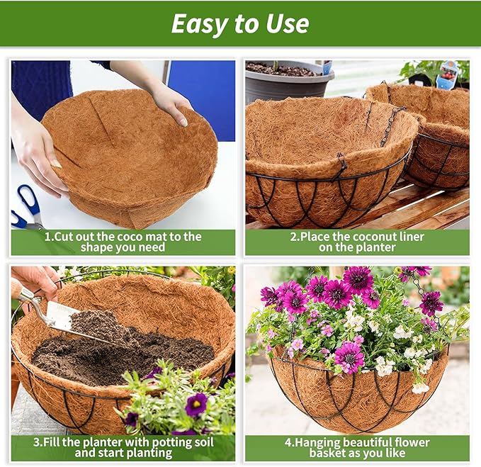 Legigo 12X160 Inch Natural Coco Liner Roll, Coconut Liners for Planter Window Box Hanging Basket, Coconut Coir Roll Coco Fiber Mat for Garden Decoration DIY Moss Poles Pet Pad Reptiles Carpet