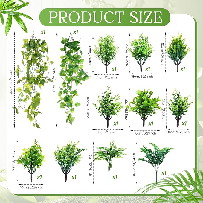 Rtteri 15 PCS Wall Hanging Planter Set with Artificial Greenery, 3 Ceramic Geometric Wall Planters in 3 Sizes, Modern Indoor Decor for Living Room Bathroom Office