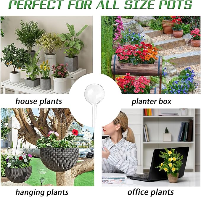 Gddochn 12 Pcs Clear Plant Watering Globes,Garden Plastic Self-Watering Bulbs,Automatic Watering Globes for Plant Indoor Outdoor