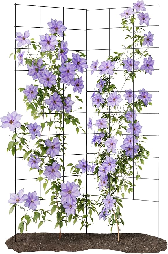 2-Panel Folding Garden Trellis - Maximize Your Garden Space, Durable Powder Coated Steel Frame, Easy-to-Use Design, Perfect for Climbing Vines, Vegetables, Beans, Tomato, Cucumber, 35x58"