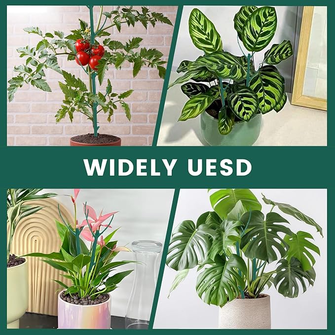 Decorative Stackable Twig, Plant Support Frame & Cage Support Rings, Plant Holder Stick Moss Pole, Twig Trellis with 12 Poles for Indoor Outdoor and Potted Plants Flower Other Climbing Plants