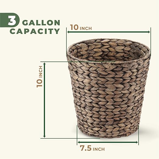 84ECO 2-Pack Black Wicker Trash Cans for Bathroom, Bedroom, Office