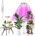 KINGPLUS Grow Lights with Stand, Three Heads, Full Spectrum LED Grow Light for Indoor Plants, 360 Leds, 4 Dimmable Levels, Timer 4/8/12h, 12-60inches Height Adjustable, 48w, Ideal for Desk Small Plant