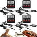 Weewooday 4 Pcs Reptile Thermometer and Humidity Gauge Reptile Terrarium Thermometer Hygrometer with Probes Indoor Outdoor Digital Pet Temperature and Hygrometer Gauge for Pet Keeping