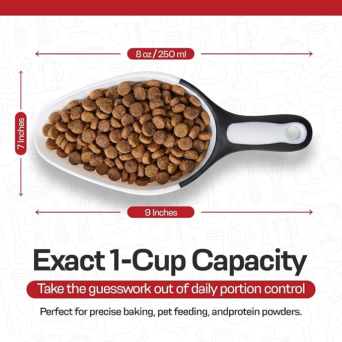Rockland Guard 1-Cup Multipurpose Scoop – Flexible Funnel Tip for Spill-Free Pours – Heavy-Duty Ice Scoop for Freezer & Ice Machine – Dog Food Scoop & Flour Scoop for Canisters (1-Pack)
