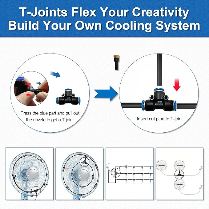 Outdoor Misters for Patio Cooling, Misting System 65Ft (20M), Water Misters for Cooling Multi-Area, Backyard, Garden, Greenhouse, Umbrella, Deck, Canopy, Pool, Porch, Gazebo, Trampoline, BBQ