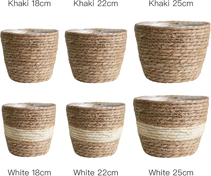 Seagrass Planter Basket Rattan Flower Basket Indoor Outdoor Flower Pots Cover Plant Pots Containers Straw Basket Rattan Vases Pots Home Decoration Flower Handmade Basket (#2)