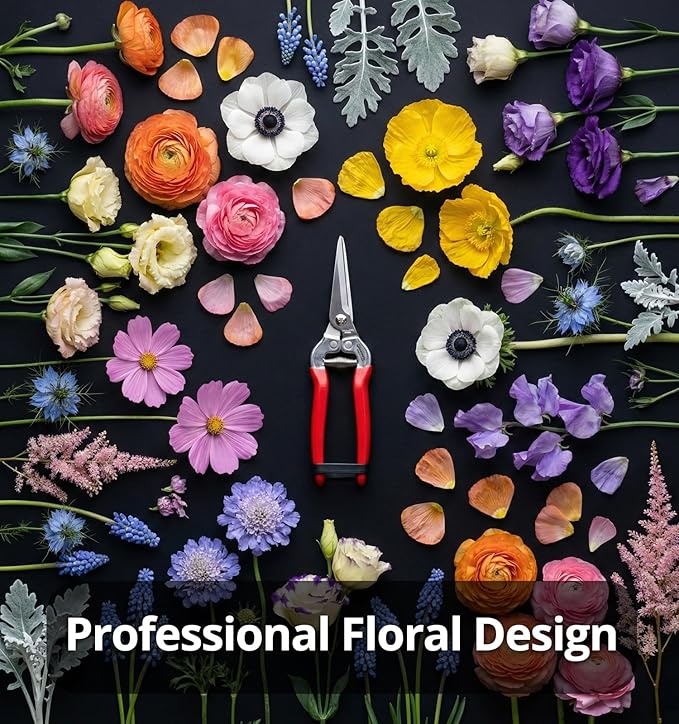 Gardeness Stainless Steel Pruning Snips with Serrated Blade, Adjustable Joint Screw Micro-Tip Garden Scissors for Harvesting Herbs, Fruit, and Floral Arranging, Corrosion-Resistant & Made in Taiwan