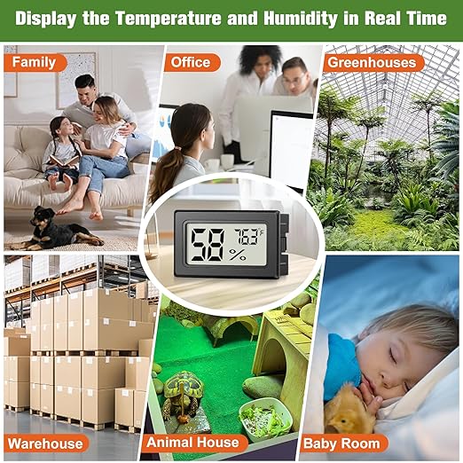 6 Pack Mini Hygrometer Indoor Humidity Meter, Small Digital Thermometer Humidity Gauge Meter, Indoor Thermometer Hygrometer Monitor Fahrenheit (℉) for Thermostat Reptile Tank, Mason Jars