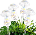 Plant Watering Globes, Iridescent Rainbow Glass Water Bulbs Self Watering Spikes Planter Insert Automatic Plant Watering Device for Indoor and Outdoor Plants (4Pcs, Mushroom Shaped)