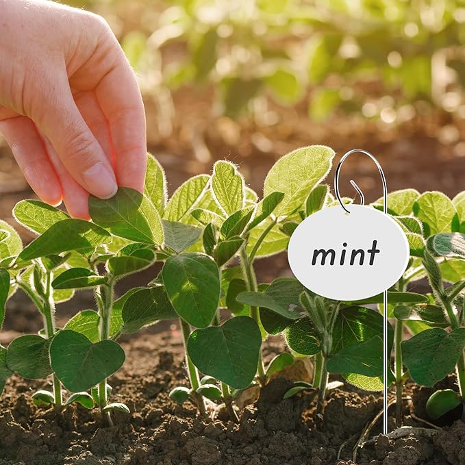 50 Pcs Plant Labels, Acrylic Plant Labels Stainless Steel Stake for Outdoor Garden Waterproof, Plant Tags with Pen for Seed, Potted Plant, Flower