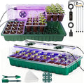 Seed Starter Tray with Grow Light, 2 Pack 72 Cells Seed Germination Kit with Humidity Dome, Adjustable Brightness Plant Germination Tray for Herb, Indoor Seedling Starter Trays for Gardening