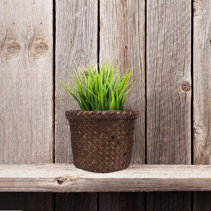 Yardwe Wicker Flower Pot Seagrass Planter Basket Flower Pots Cover Plant Pots Containers Naturalstraw Pot for Indoor Outdoor Plant Antique Wicker Planter Basket