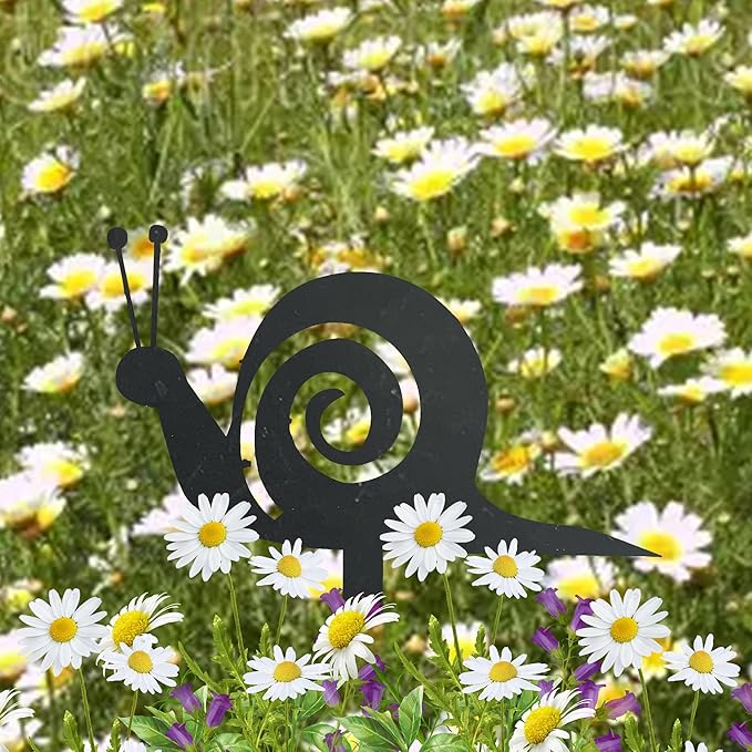 Snails Garden Stake Rustic Rusty Snail Country Weathered Iron Lawn Ornament Farm Yard Outdoor Decor,Black