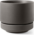 LE TAUCI 12 Inch Pot for Plants with Saucer, Ceramic Indoor Planter Pot with Drainage Hole, Mesh Pad Included, Unglazed Porous Ceramic, Modern for Home and Office, Charcoal Gray