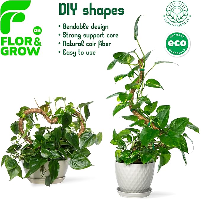 2 Pack 28" Sturdy Easy to Use Moss Pole Monstera Plant Support Stakes - Plant Stakes for Indoor Plants, Moss Poles for Climbing Plants, Tutores para Plantas Trepadoras Monstera Support Sticks