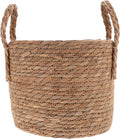 Seagrass Basket Planters Flower Pots with Plastic Liner, Plant Containers Storage Holder Wicker Rattan Vase with Handle