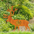 Deer Garden Stake Rustic Elk Moose Outdoor Decor Yard Art Ornament Country Hunting Theme Weathered Wildlife Metal Decor, Rusty