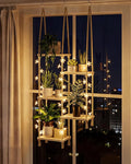 Bamworld Hanging Shelves with Grow Light Plant Hanger Indoor Window Plant Shelves Wood Plant Wall Shelf Window Sill Plant Shelf Indoor Hanging Plant Stand Living Room Decor Garden Boho Decor