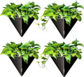 LaLaGreen Wall Planters for Indoor Plants - 4 Pack, 12 Inch Large Self Watering Black Geometric Hanging Flower Vase Vessel with Metal Hanger, Modern Stylish Wall Mounted Succulent Pot Holder Decor