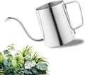 Small Watering Can, OLULU 12oz (350ml) Stainless Steel Indoor Watering Can with Long Spout, Mini Watering Can for Houseplants, Desk & Home Plants