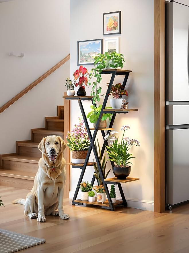 Plant Stand Indoor with Grow Lights: Large Multi-Tiered Metal Rack - Lighted Vertical Shelf with Timer for Flowers and Succulents