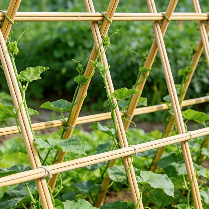 50Pcs Garden Stakes, 0.32”/16 Inch Bamboo Sticks，Natural Plant Stakes for Indoor and Outdoor Plants，Poles for Tomatoes, Beans, Potted Plants