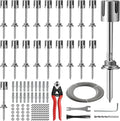 Wire Trellis for Climbing Plants Outdoor, 20-Set Wall Wire Trellis Kit with 1/8in x 98ft Stainless Steel Cable & Cutter, T316 Espalier System for Fence and Garden DIY Projects