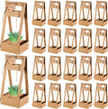 AmazingSpark 24 Pcs Succulent Wrap Bags with Thank You Cards Bulk - Mini Kraft Paper Succulent Gift Box for 2 Inch Pots for Party Favors, Baby Shower, Guests Plant Lovers Gifts (Classic)